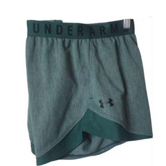 Under Armour Womens Shorts S Play Up 3.0 HeatGear Green Loose Fit Gym Running - Picture 3 of 6